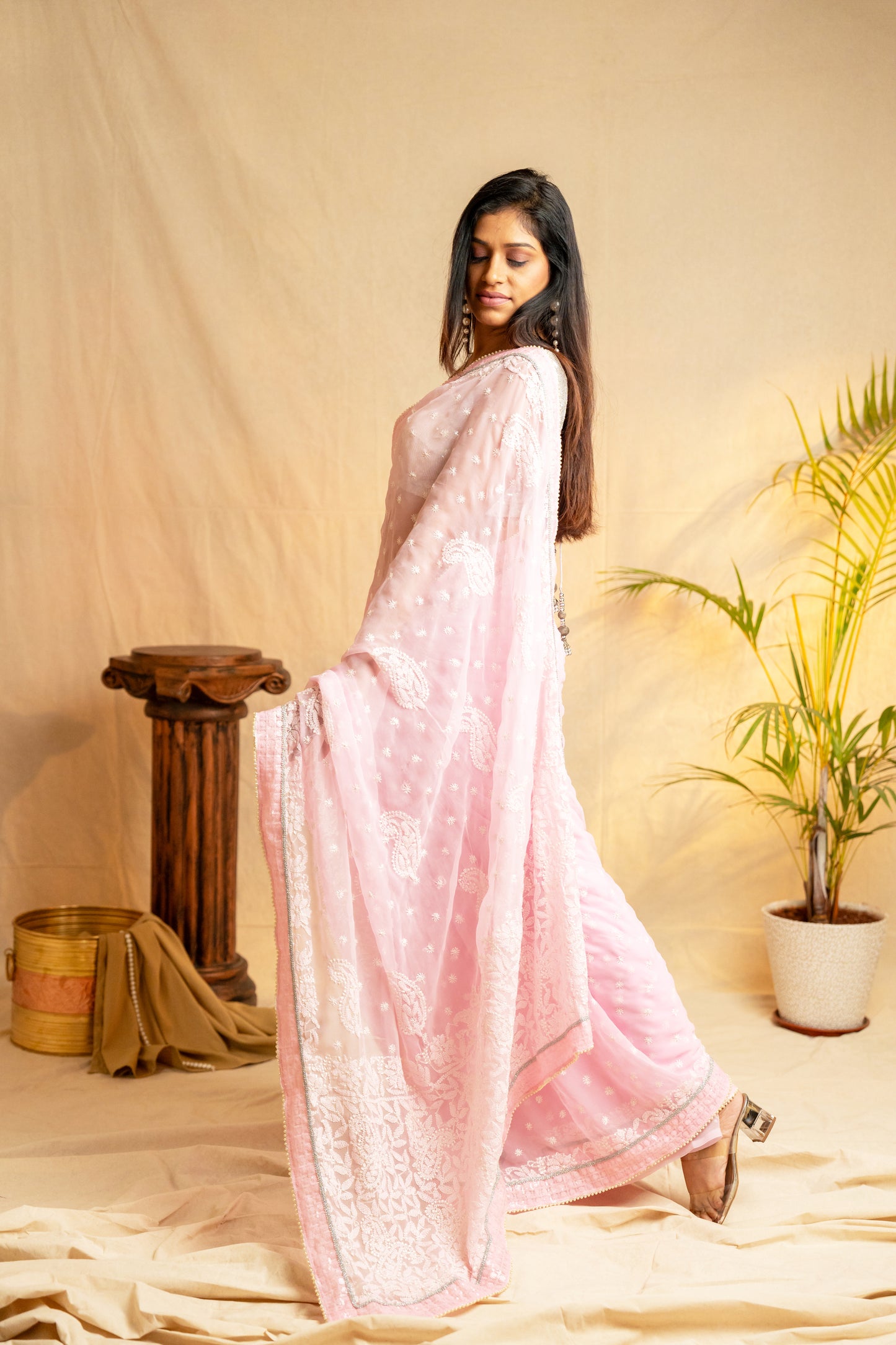 Inaayat | Pink Georgette Chikankari Saree