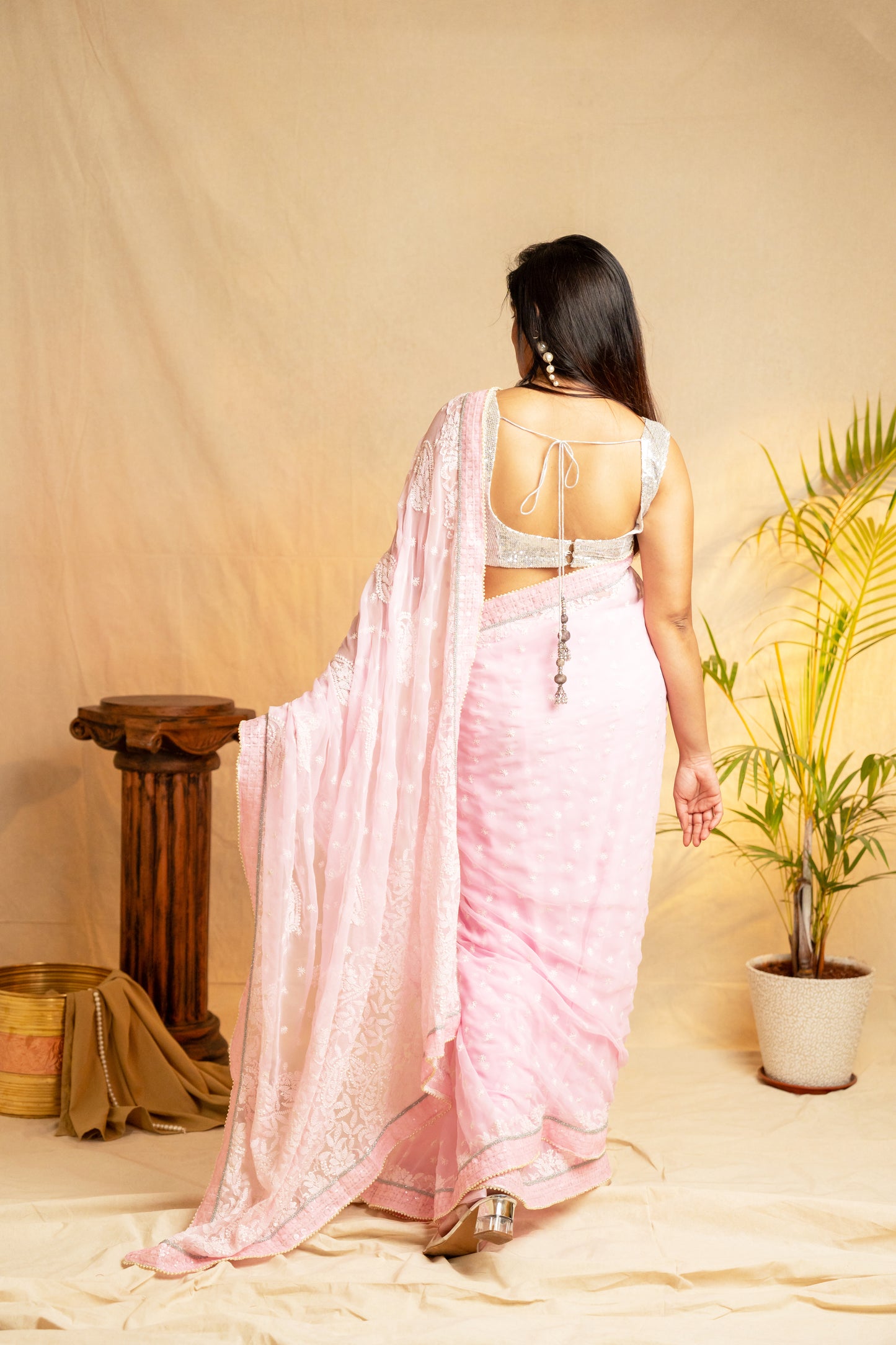 Inaayat | Pink Georgette Chikankari Saree