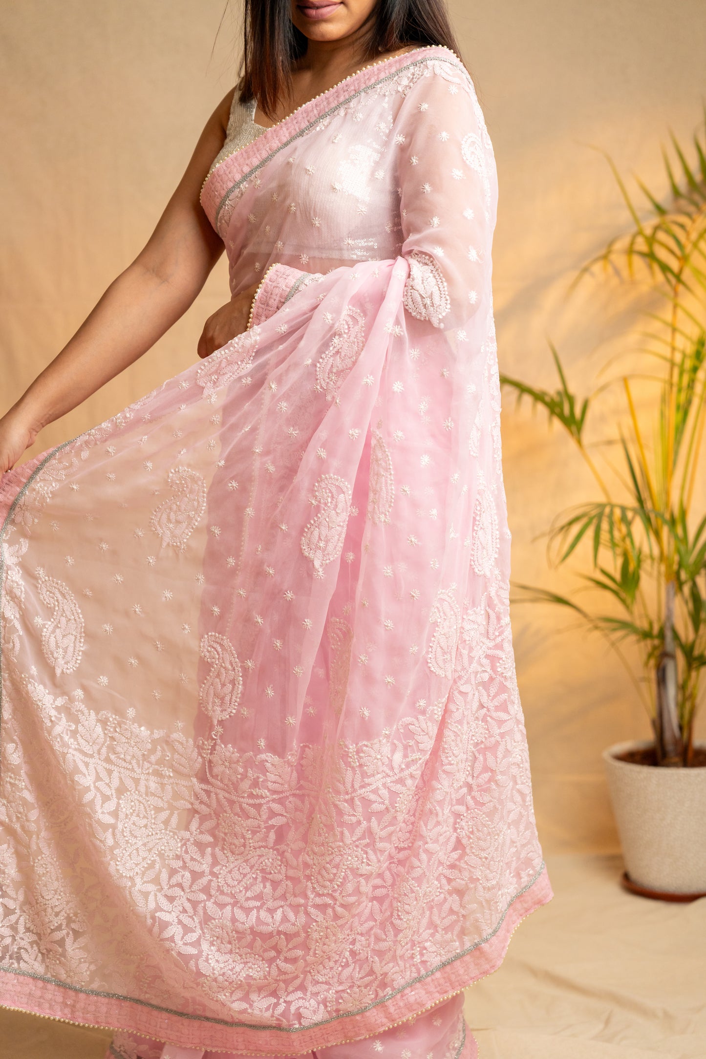 Inaayat | Pink Georgette Chikankari Saree