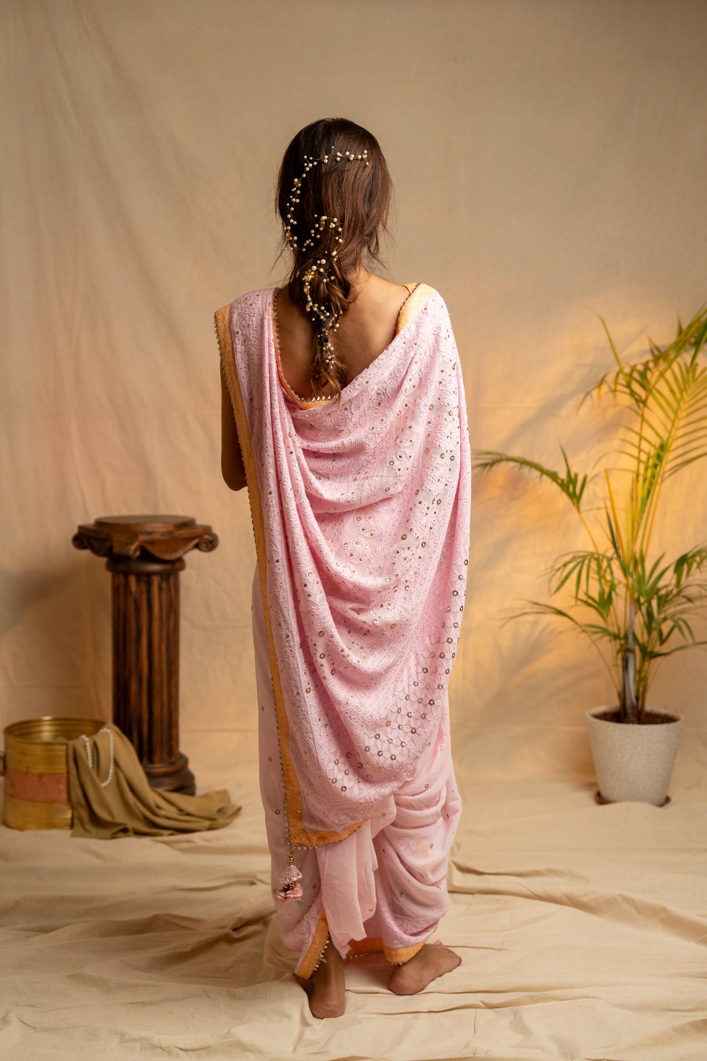 Gulzar | Pink Pure Georgette Chikankari Saree